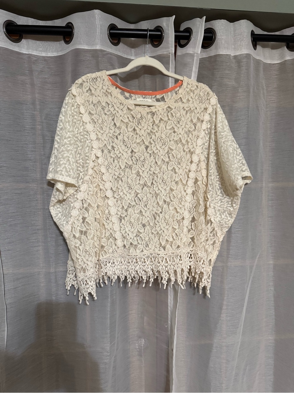 Lace Crochet Fringe Women’s Top - Cream